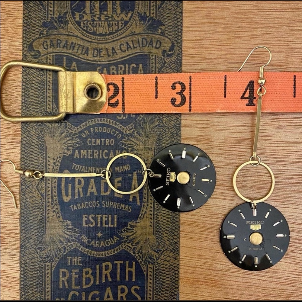 Up-cycled, Vintage Watch Face, Brass Earrings by whisperedHEART